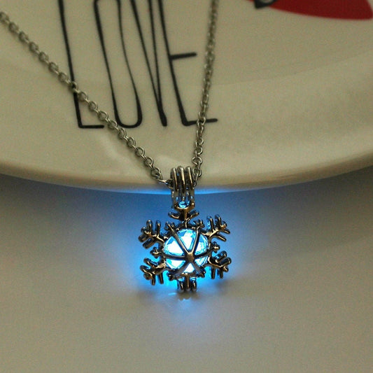 Glowing Silver Snowflake Pendant