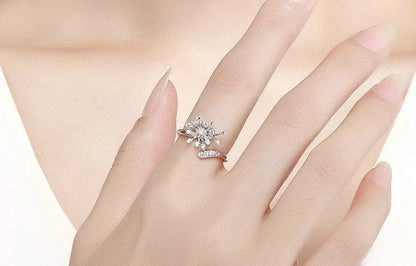 Delicate Dandelion Ring in 925 Sterling Silver