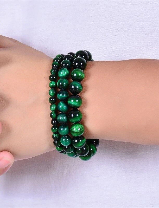 Bracelet en cristal œil de tigre vert