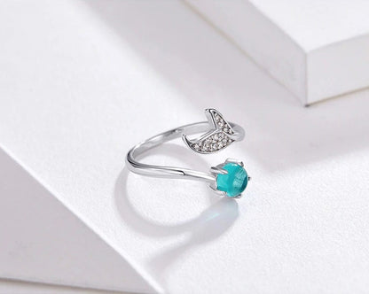 Mermaid Stone Ring in 925 Sterling Silver