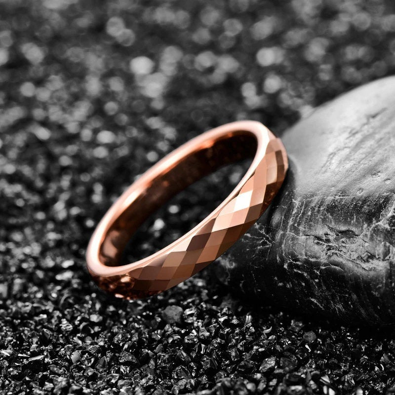 Light Catching Dainty Rose Gold Wedding Band for Woman