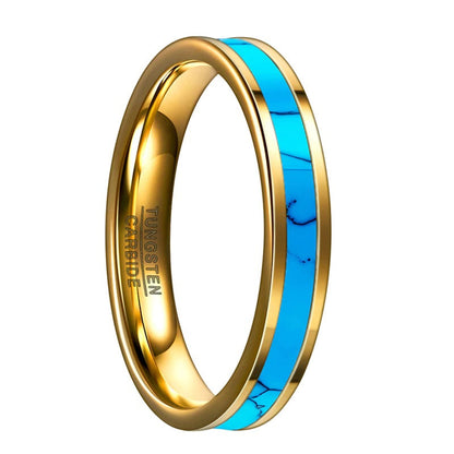 Alliance pour femme en or turquoise en tungstène