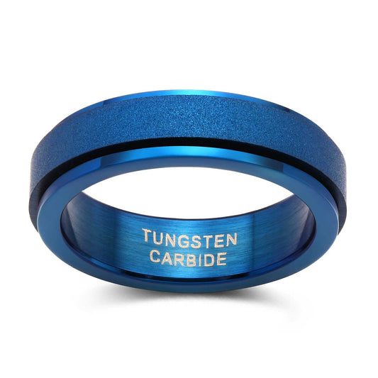 Mattierter blauer Wolfram-Spinnerring