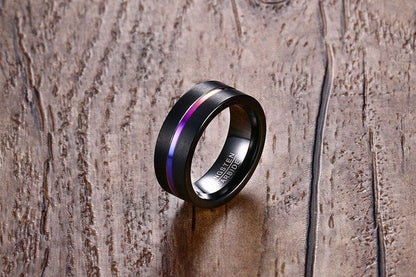 Bague de mariage arc-en-ciel en tungstène pour hommes