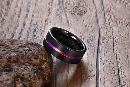 Bague de mariage arc-en-ciel en tungstène pour hommes