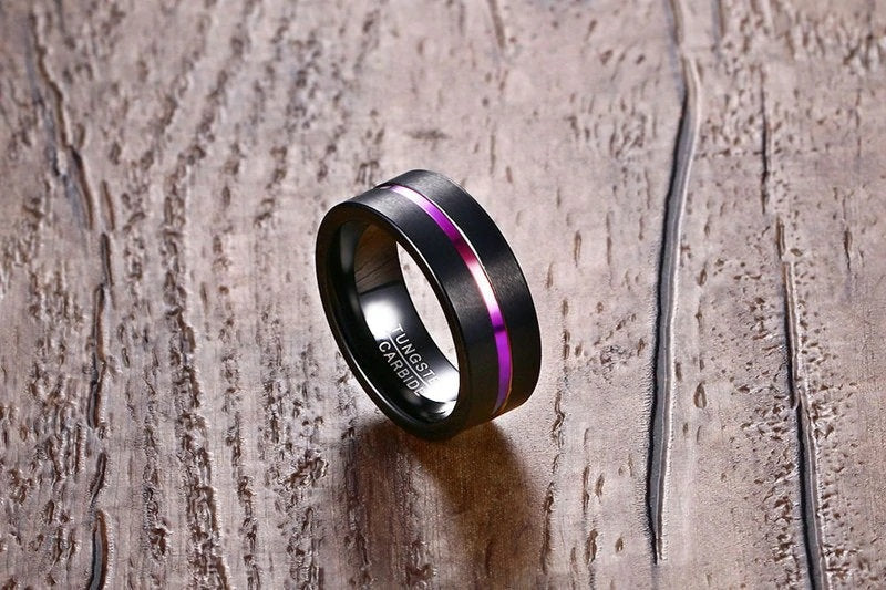 Bague de mariage arc-en-ciel en tungstène pour hommes