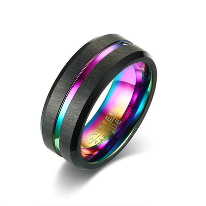 Colorful Rainbow Titanium Wedding Ring