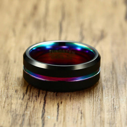 Colorful Rainbow Titanium Wedding Ring