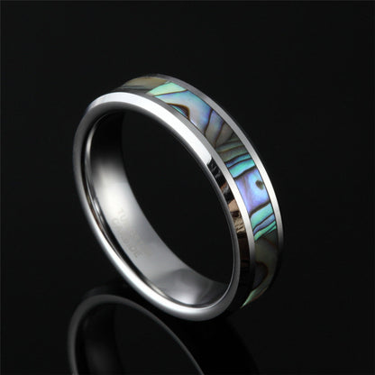 Damen-Ehering aus Silber mit Abalone-Muschel-Inlay