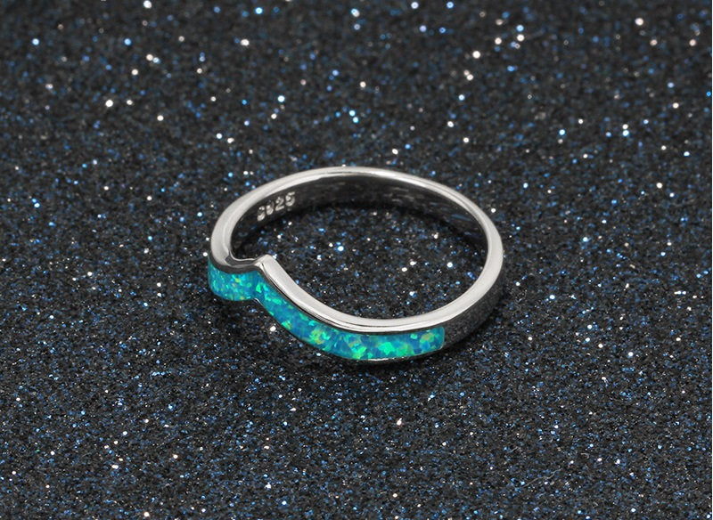 Blauer Feueropal Ring 925 Sterling Silber Spitzenring