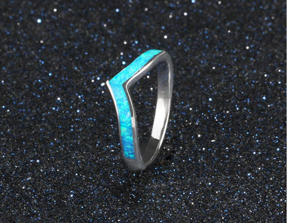 Blauer Feueropal Ring 925 Sterling Silber Spitzenring