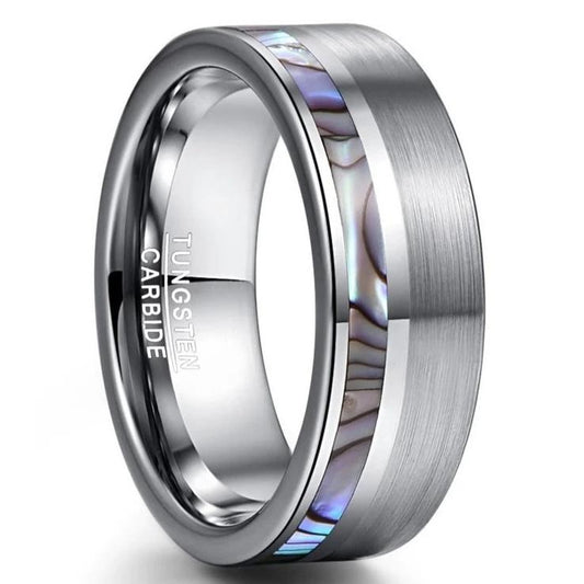 Abalone Shell Silver Wedding Ring for Men