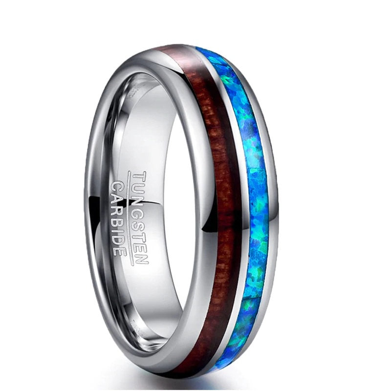 Bague de mariage en opale de feu bleue pour femme