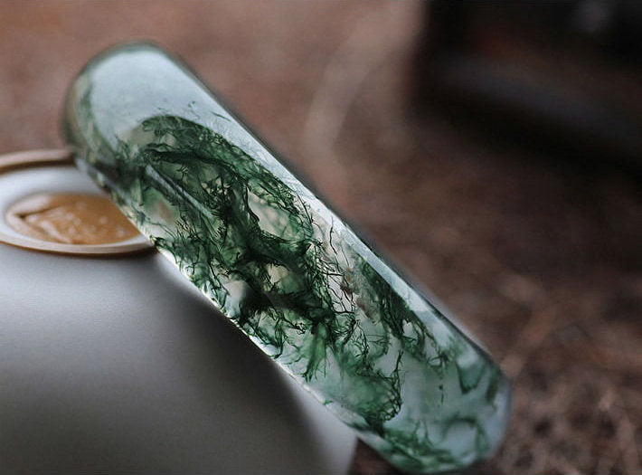 Green Moss Agate Crystal Bangle