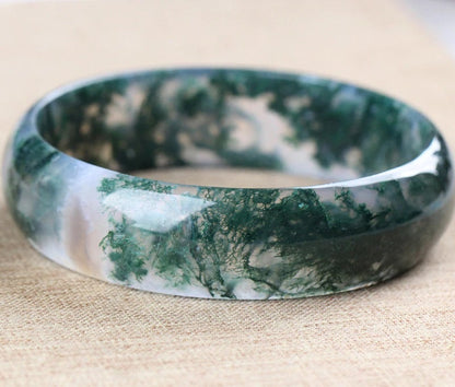 Green Moss Agate Crystal Bangle