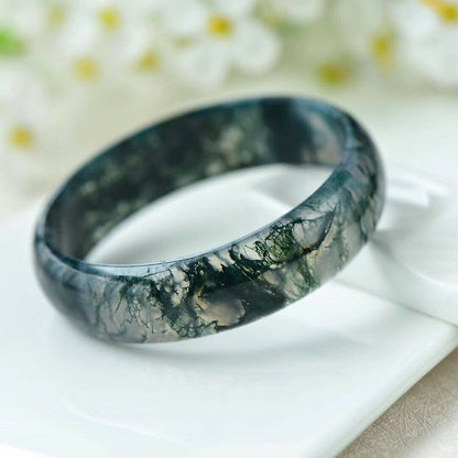 Green Moss Agate Crystal Bangle