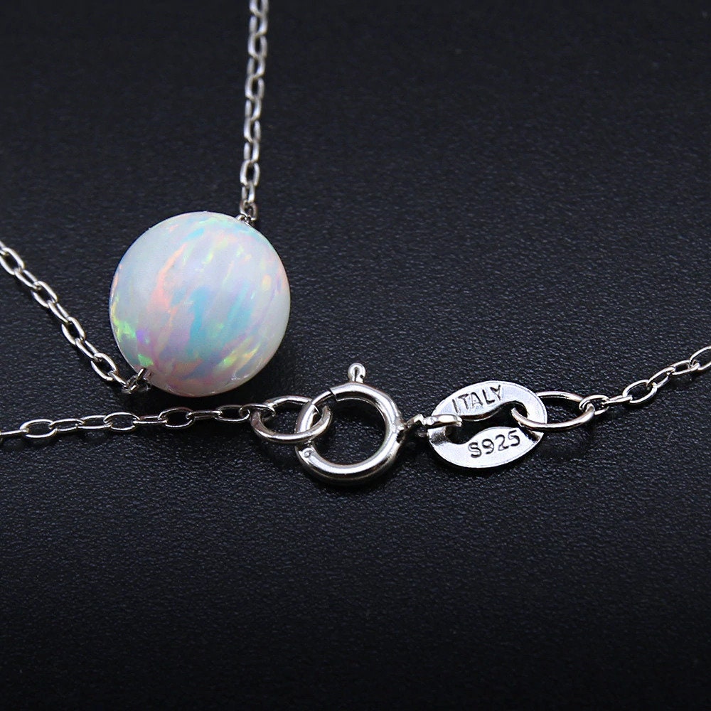 Regenbogen-Opal-Kugel-Halskette aus 925er Sterlingsilber