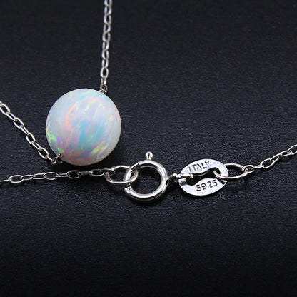 Collier orbe opale arc-en-ciel en argent sterling 925