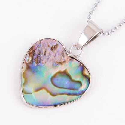 Rainbow Abalone Shell Heart Pendant