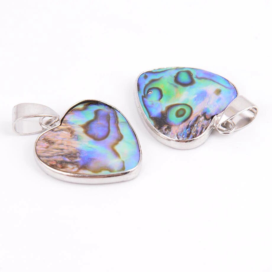 Rainbow Abalone Shell Heart Pendant