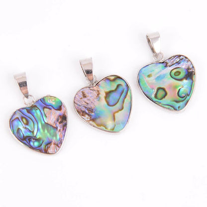 Rainbow Abalone Shell Heart Pendant