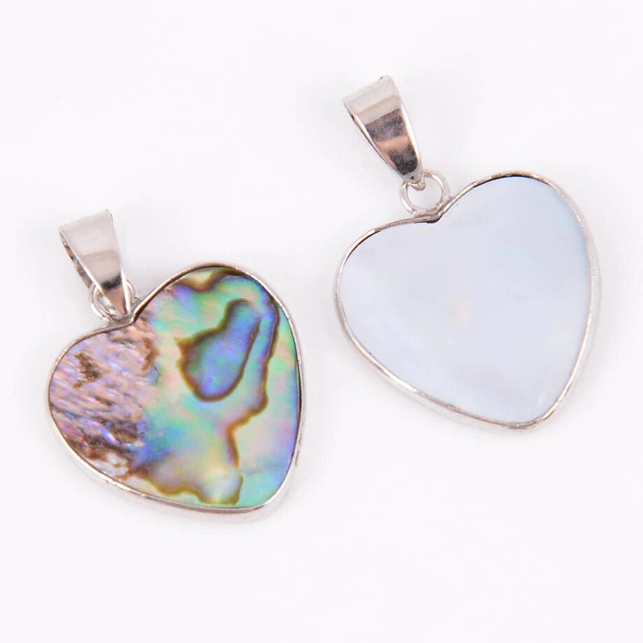 Rainbow Abalone Shell Heart Pendant