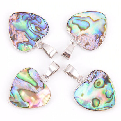 Rainbow Abalone Shell Heart Pendant