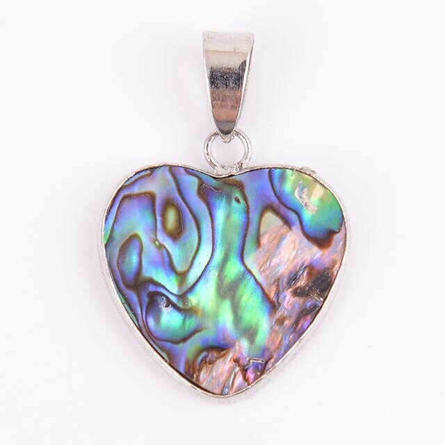 Rainbow Abalone Shell Heart Pendant