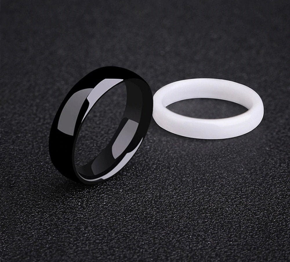 His and Hers Zirconium Ceramic Hypoallergenic Wedding Bands