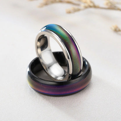 Bague d'humeur en titane arc-en-ciel