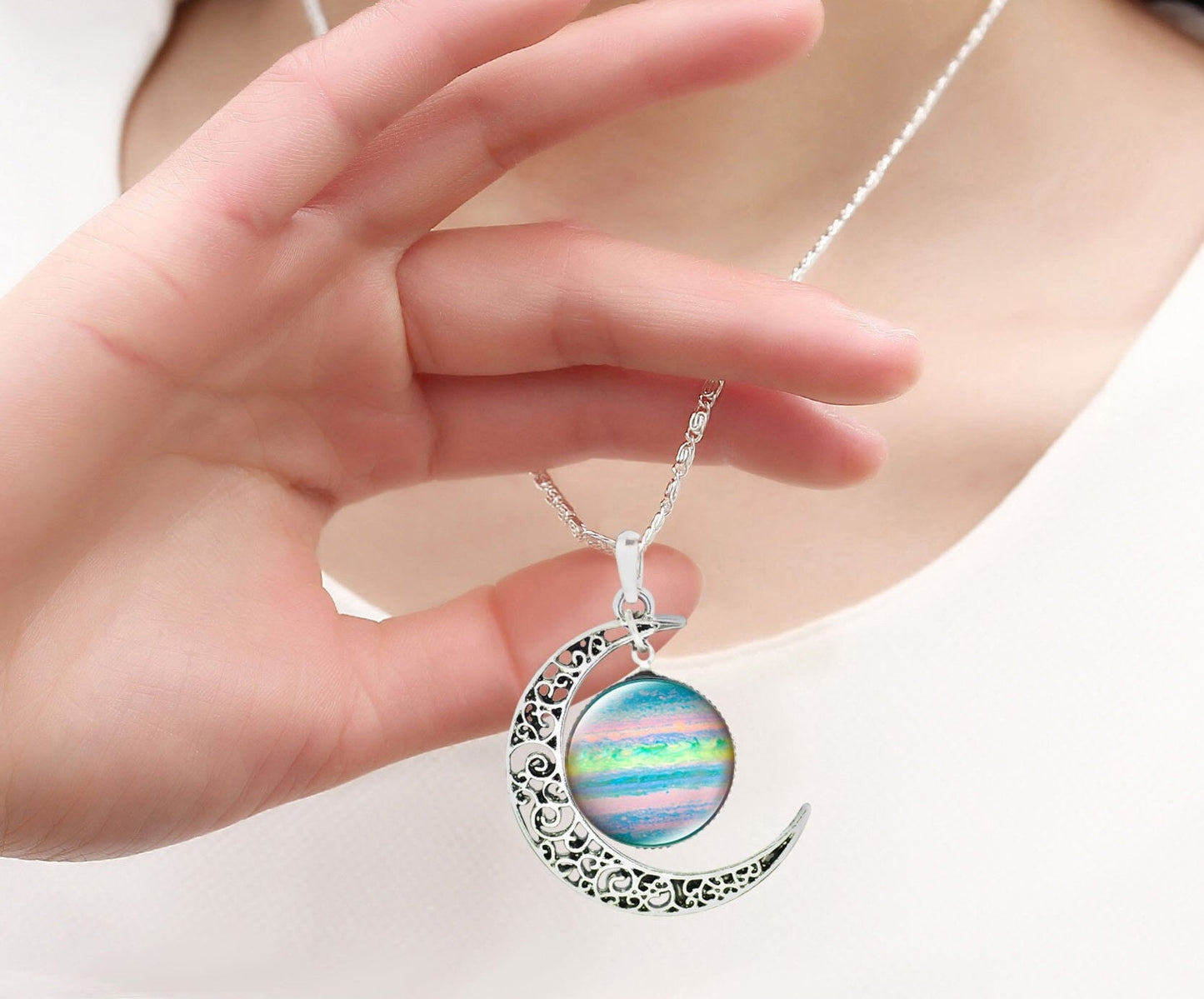 Crescent Moon Rainbow Pendant