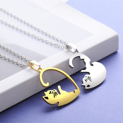 Cat BFF Friendship Necklace Set