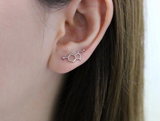 Serotonin Molecule Ear Climbers