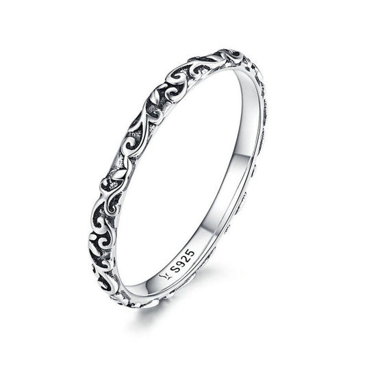 Bague empilable florale en argent sterling 925 en filigrane