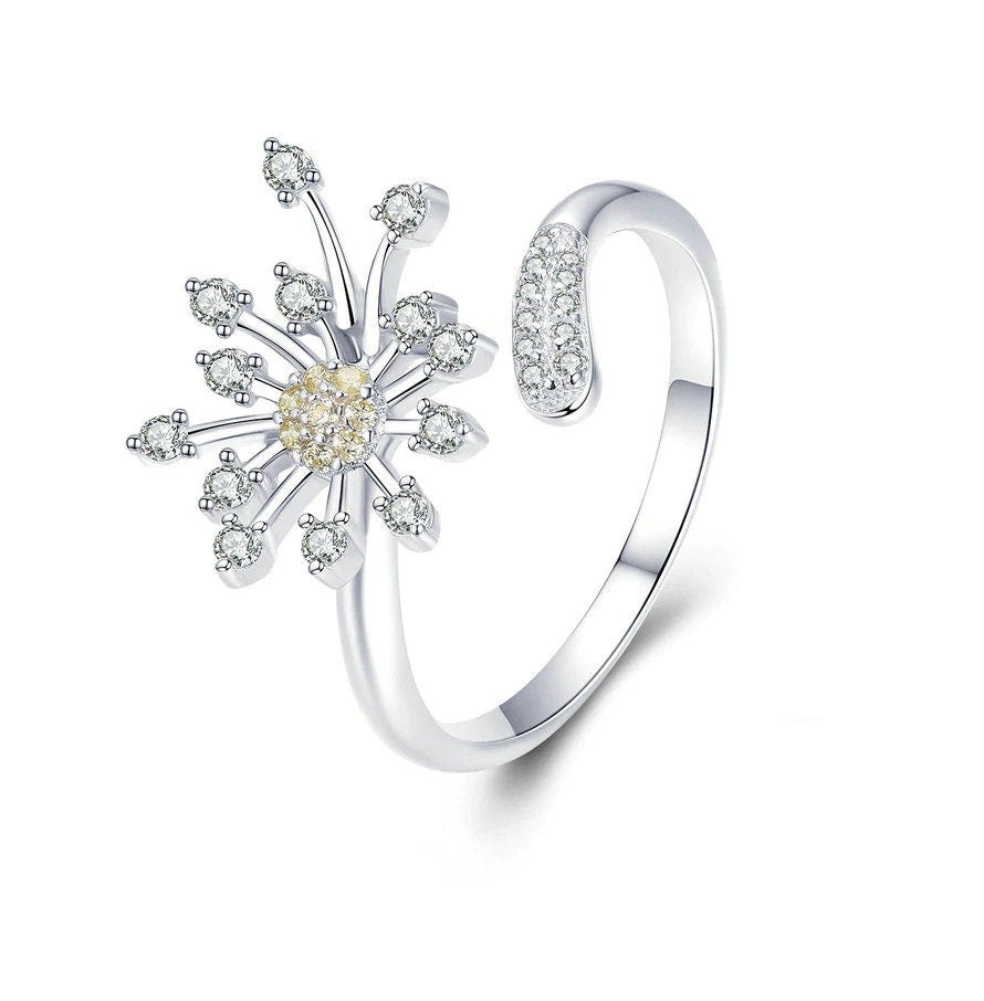 Delicate Dandelion Ring in 925 Sterling Silver