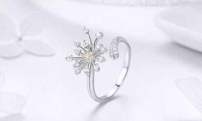 Delicate Dandelion Ring in 925 Sterling Silver