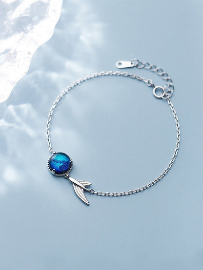 Iridescent Mermaid Tail Bracelet in 925 Sterling Silver