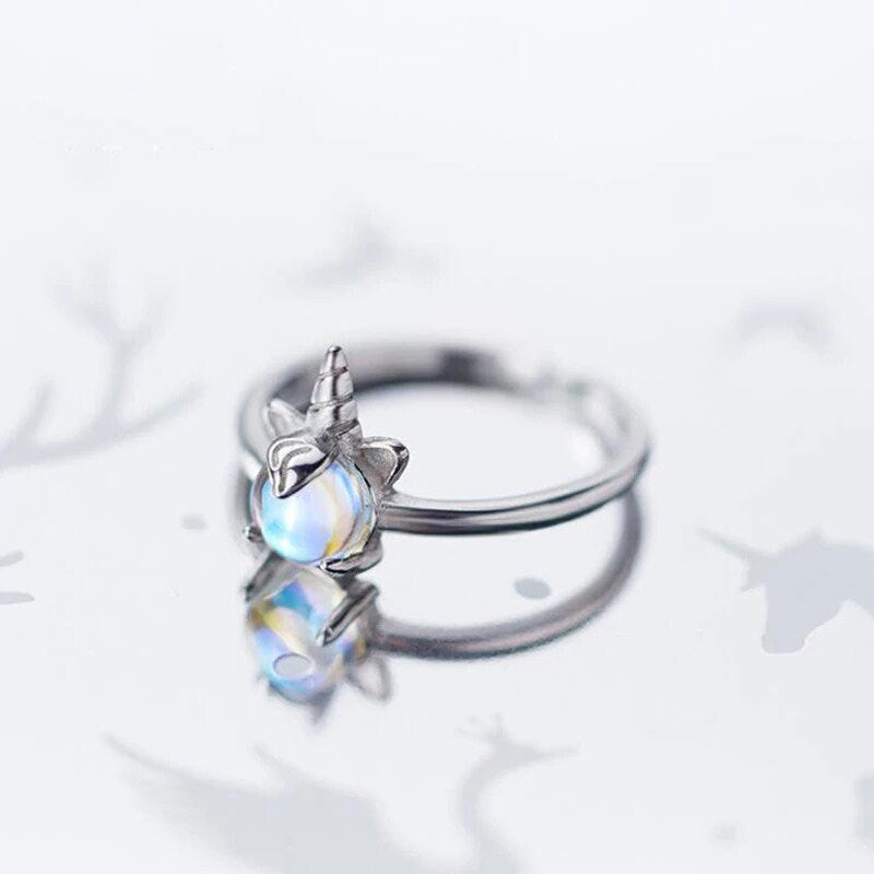 Iridescent Unicorn 925 Sterling Silver Ring