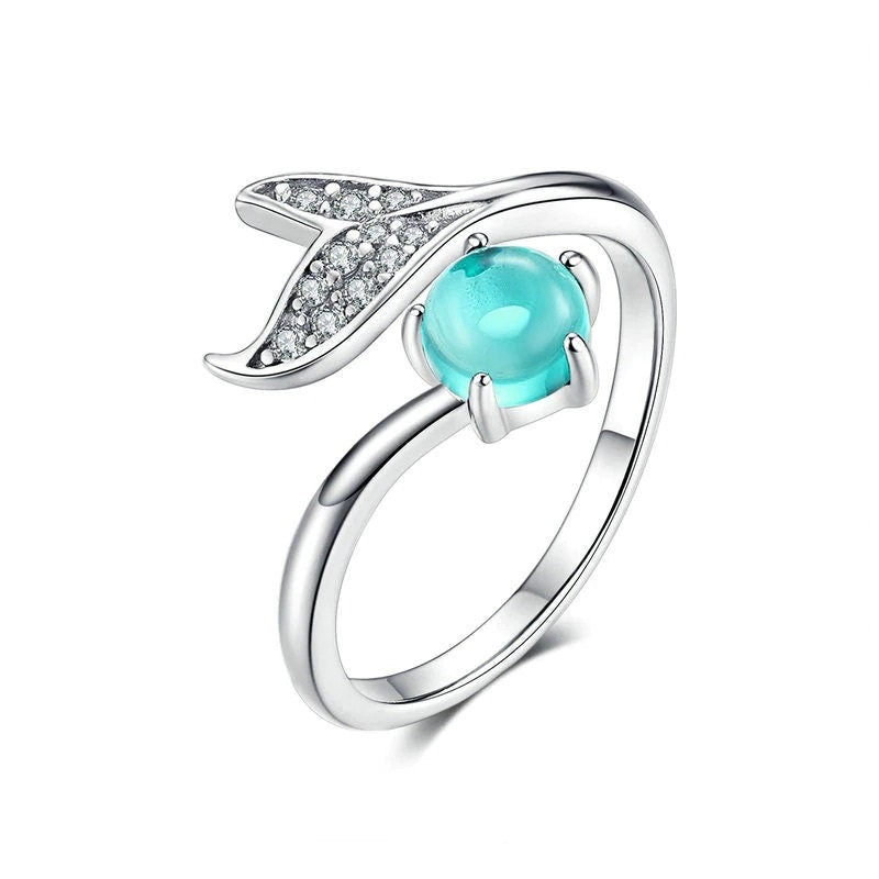 Mermaid Stone Ring in 925 Sterling Silver