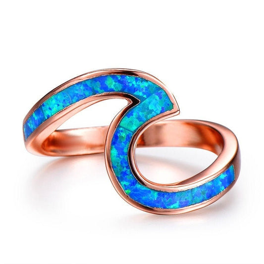 Rose Gold Opal Wave Ring