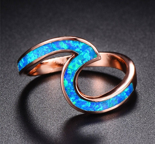 Oceanic Opal Wave Ring