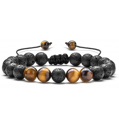 Bracelet Pierre de Lave avec Oeil de Tigre