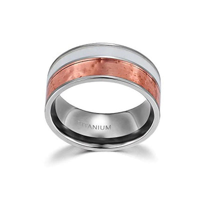 Titanium Deer Antler & Forged Copper Wedding Ring