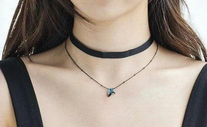 Collier en argent sterling 925 avec rose bleue