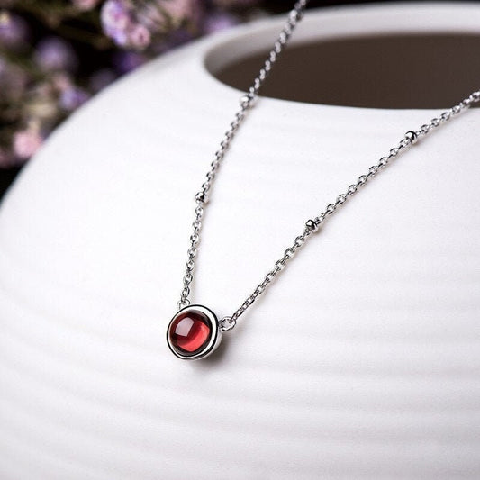 Garnet Necklace in 925 Sterling Silver