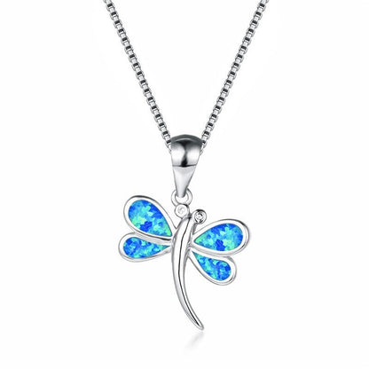 Fire Opal Dragonfly Necklace