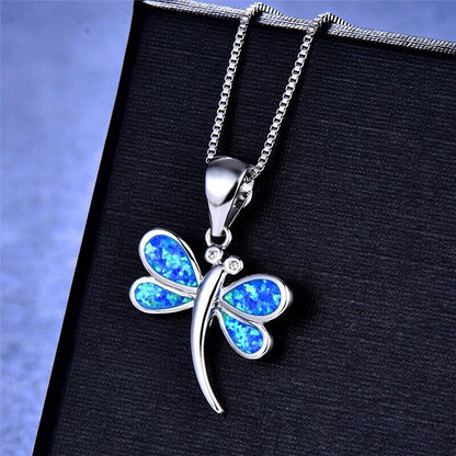 Fire Opal Dragonfly Necklace