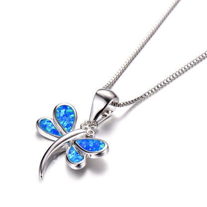 Fire Opal Dragonfly Necklace