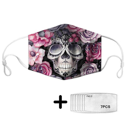 Flloral Skulls & Roses Mask with Filters