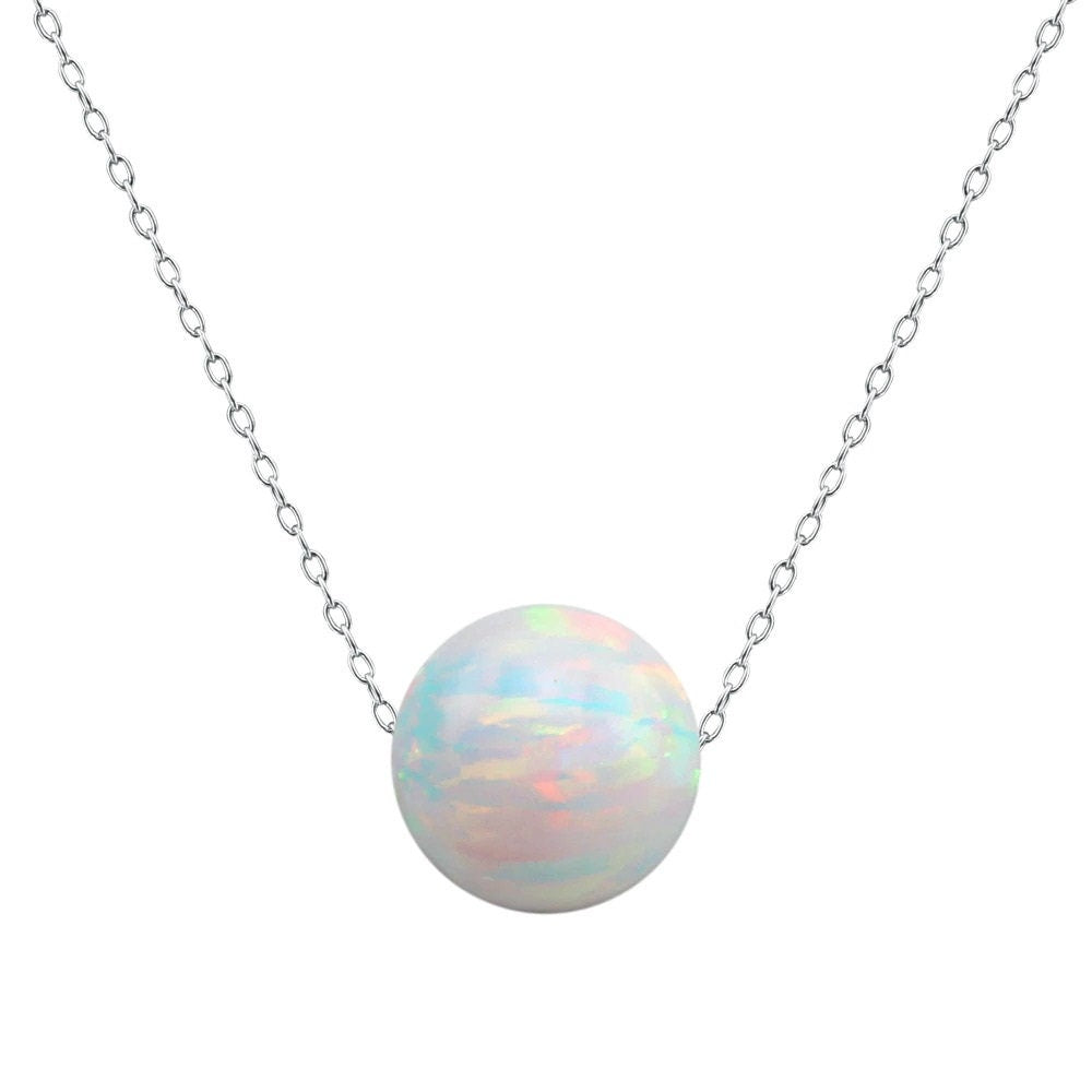 Regenbogen-Opal-Kugel-Halskette aus 925er Sterlingsilber